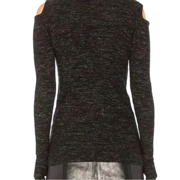 CURRENT/ELLIOTT Women’s melange black cold shoulder sweater with thumbholes med. - Picture 3 of 6